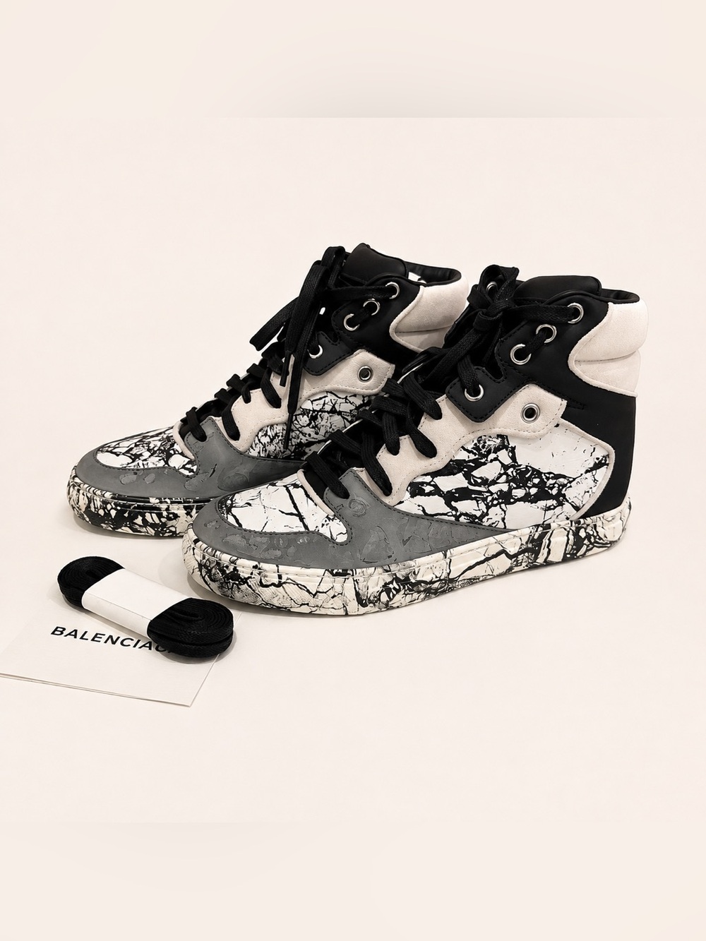 Balenciaga Marble Print High Top Sneakers Size 36 *Read Description